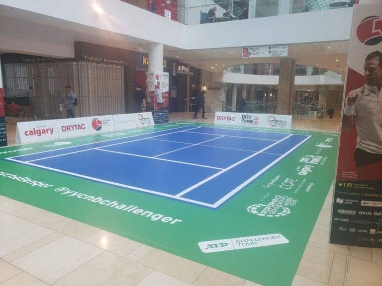 Performance signs large format indoor tennis flooring graphic, Edmonton AB